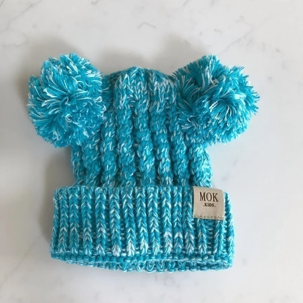𝅺teal toddler winter Pom ball hat
